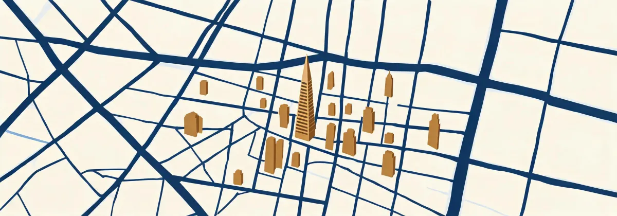 Map illustration of Gensler San Francisco studio district