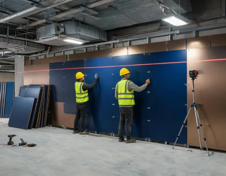 Large-format building panel installation on site